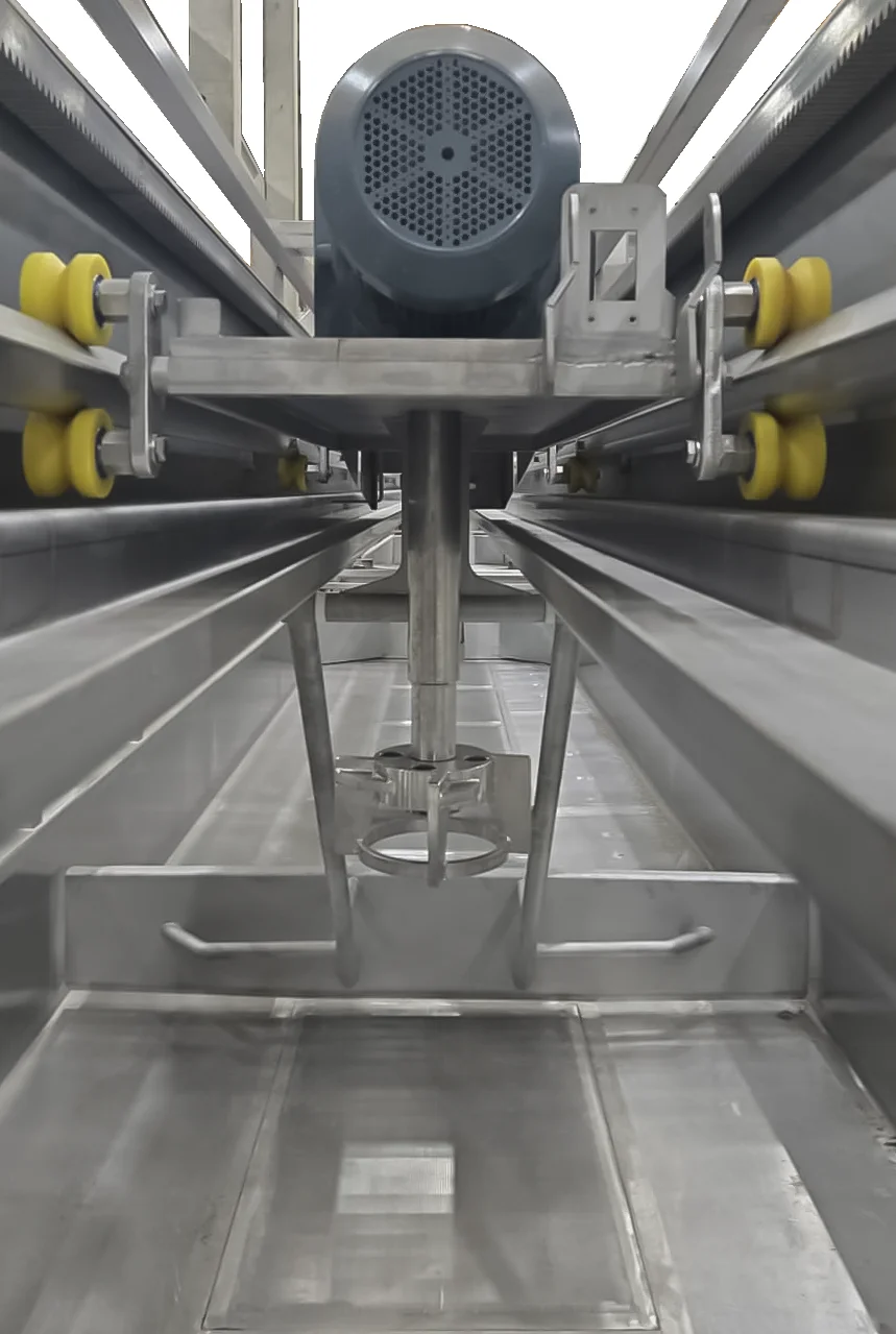 Finishing Vat — interior: drive motor and transmission system